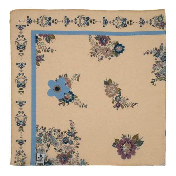 Vintage archive floral beige neckerchief  - Fumagalli 1891