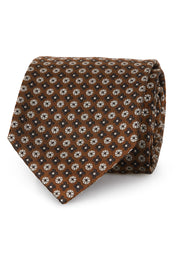 Beige jacquard tie with classic pattern