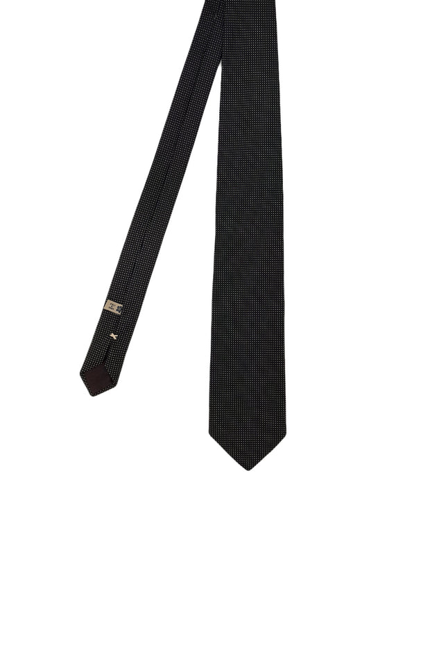 black jacquard tie with micro polka dots