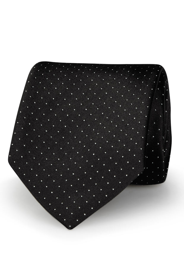 black jacquard tie with micro polka dots