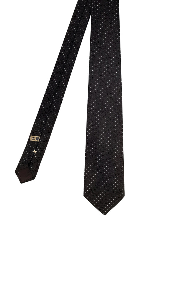 Cravatta jacquard nera con micro pois bianchi - Fumagalli 1891