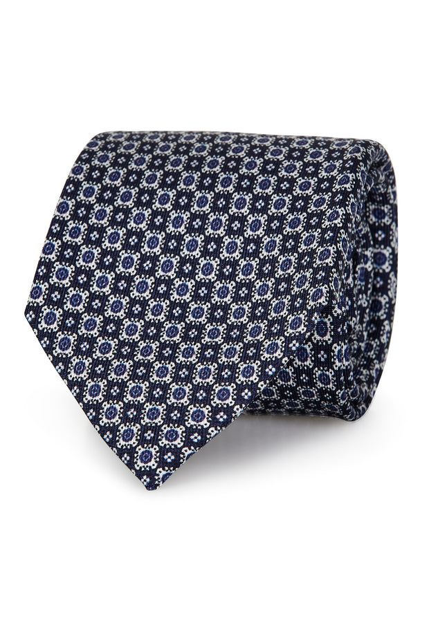 Blue and white vintage pattern tie