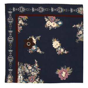 Bandana foulard vintage d'archivio floreale blu