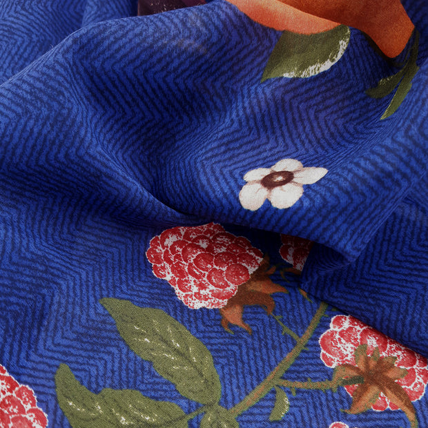 Bandana foulard vintage con frutta su sfondo blu - Fumagalli 1891 