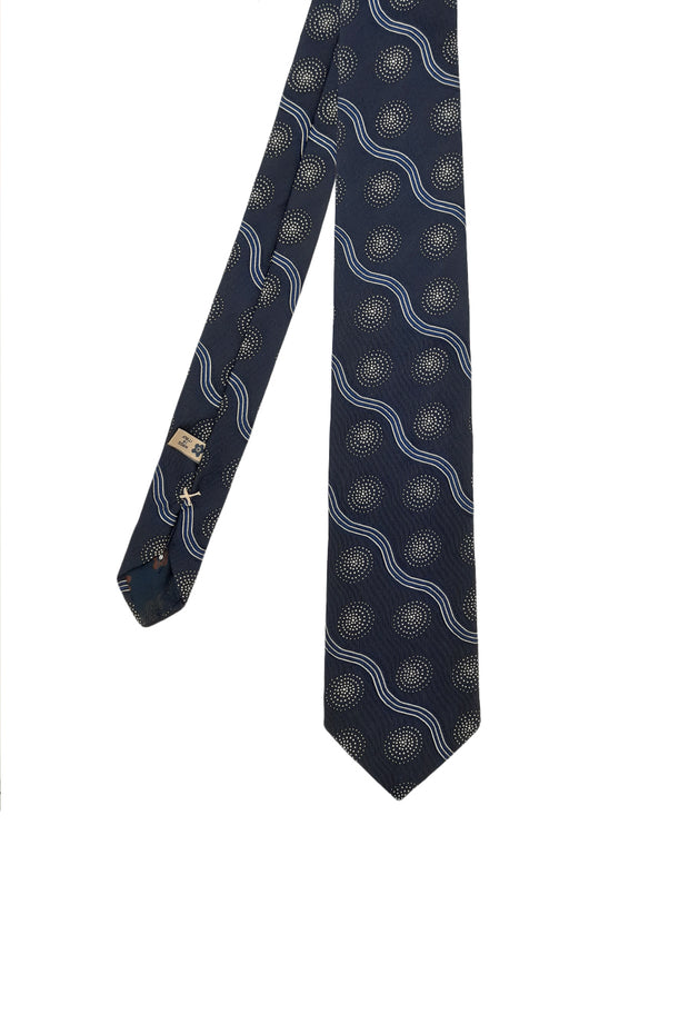 blue jacquard fancy tie with silver embroidery