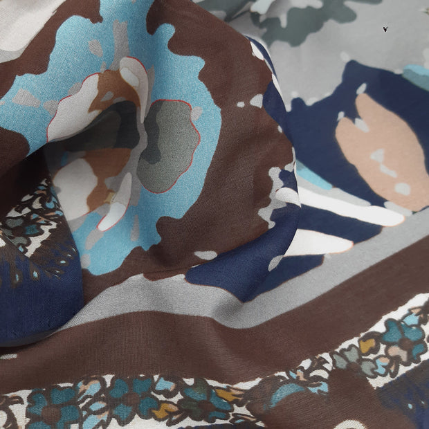 Blue archive vintage neckerchief with flowers retrò pattern