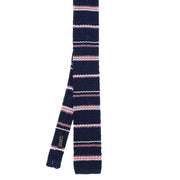 blue pink white knitted tie
