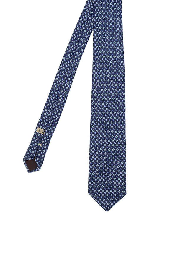 blue tie with micro flowers