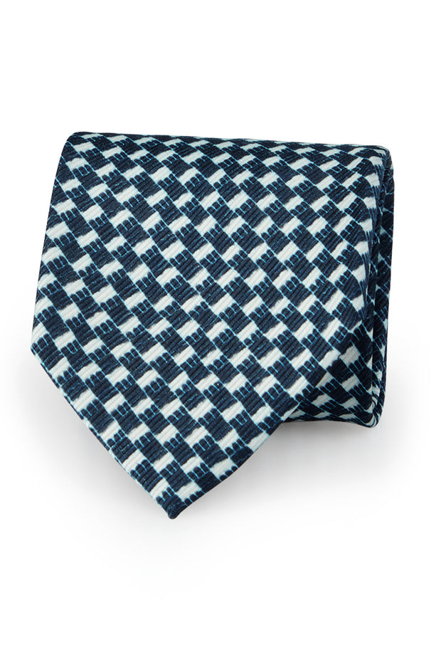 blue and white evening tie