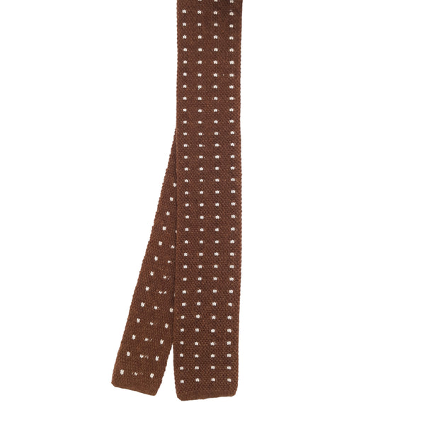 brown knitted tie in wool and cashmere
