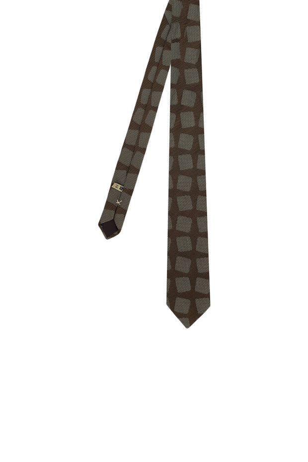 brown luxury jacquard tie total