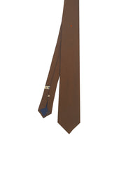 Brown silk tie with ladybug under the knot