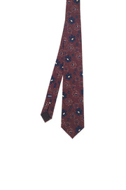 Burgundy tie with floral design print - Fumagalli 1891