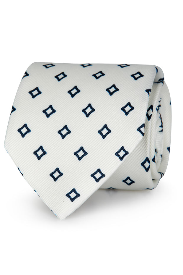 white and blue classic tie