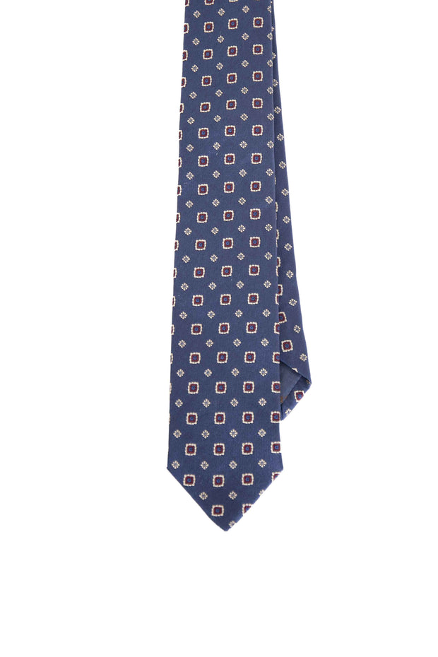 Blue melange tie with vintage pattern