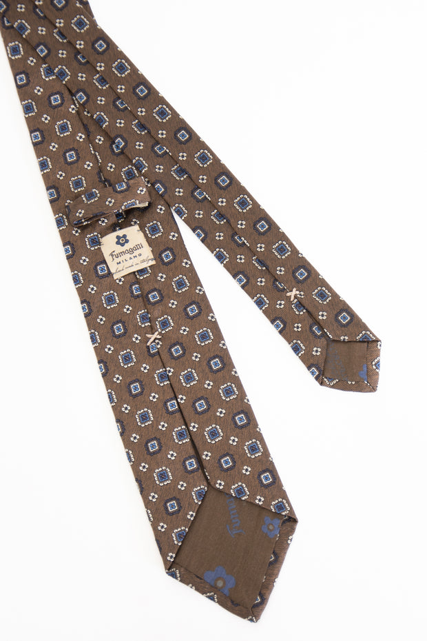 silk brown tie with abstract pattern- cravatta marrone con motivo astratto