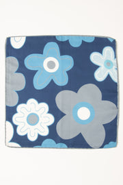 pocket square with big grey white and light blue flowers