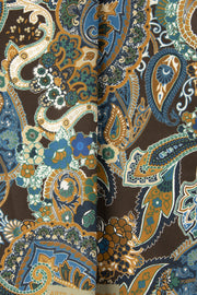 Fazzoletto in seta-cotone marrone con paisley astratti 