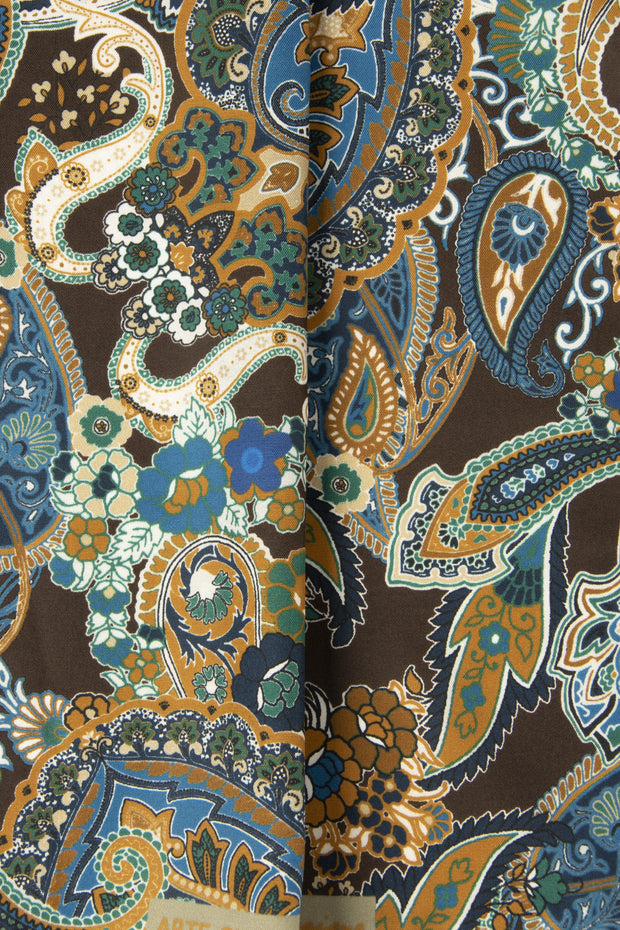 Brown Ultra Soft Silk & Cotton Abstract Paisley Pocket Square