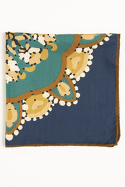 Dark Blue Ultra Soft Silk & Cotton Mandala Pocket Square-Fumagalli 1891