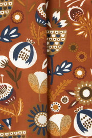 Fazzoletto arancione in seta-cotone con stampa di piante