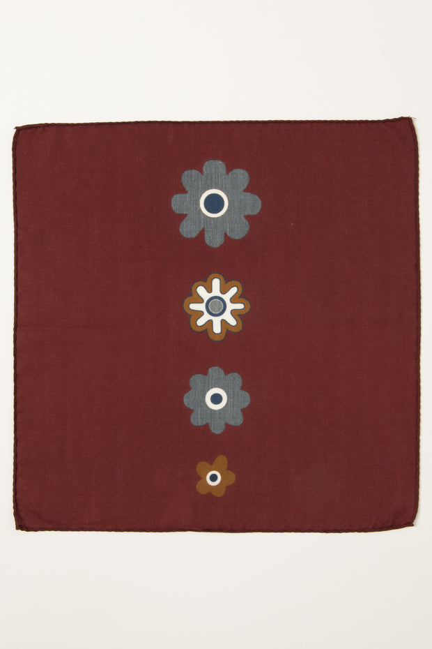 Burgundy Ultra Soft Silk & Cotton Small Logo Pocket Square-Fumagalli 1891