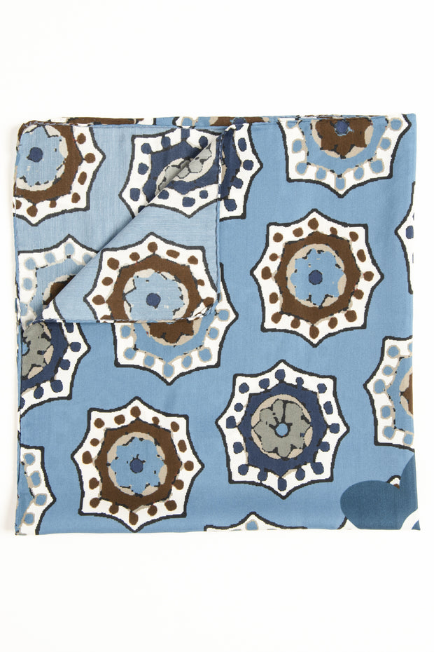 the medallions details brown and blue of bandana foulard made in italy