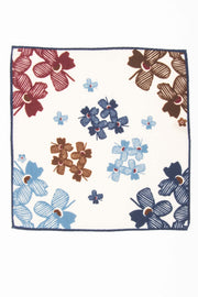 White Pure Italian Wool Jasmine Flower Pocket Square-Fumagalli 1891