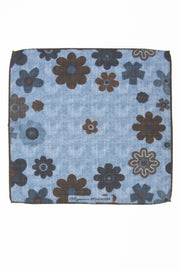 Light Blue Pure Italian Wool Logo Pocket Square - Fumagalli 1891