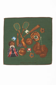 Green Pure Italian Wool Gentleman's Games Pocket Square - Fumagalli 1891
