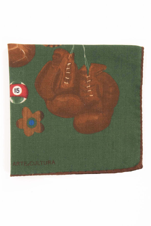Green Pure Italian Wool Gentleman's Games Pocket Square - Fumagalli 1891