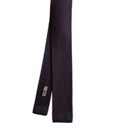 Cravatta in maglia di seta blu con motivo rosso - Fumagalli 1891