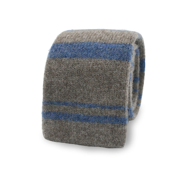 Grey and blue knitted tie