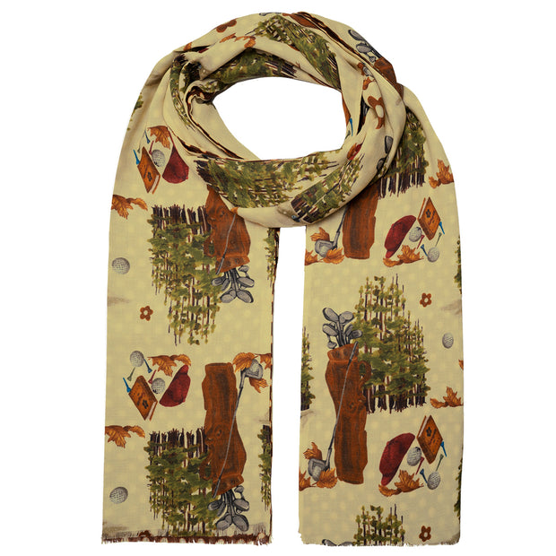 Cashmere silk scarf with double face design golf and polka dots