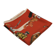 Brick red golf themed foulard fold