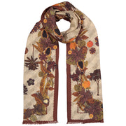 Light beige pure wool tropical scarf