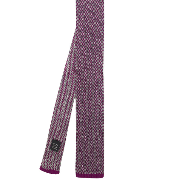pure silk fuchsia and grey knitted tie