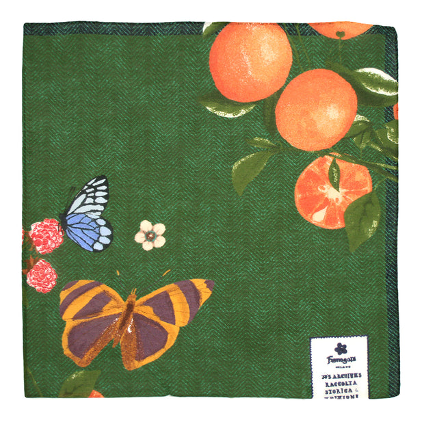 Bandana foulard vintage d'archivio frutta fondo verde - Fumagalli 1891 