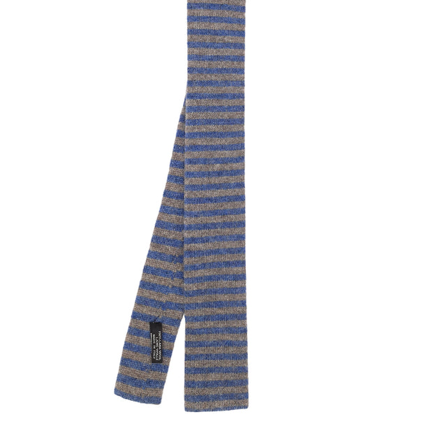 striped grey and blue knitted tie