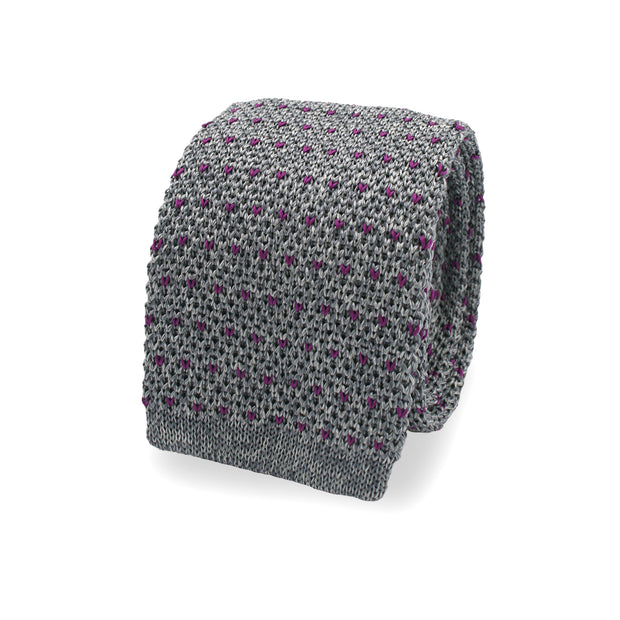 grey fucsia knitted tie