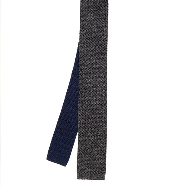 Grey and blue knitted tie