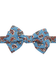 Light blue ready tie bow tie with paisley pattern