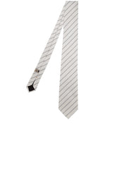 light gray jacquard tie con motivo rigato