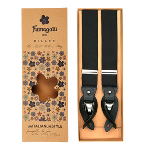 Black jacquard silk and leather braces
