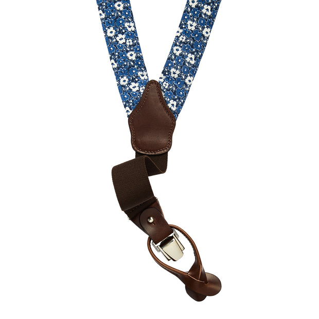 Bretelle di lusso toni di blu in seta pelle-Fumagalli 1891