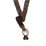 Luxury brown silk and leather braces with paisley