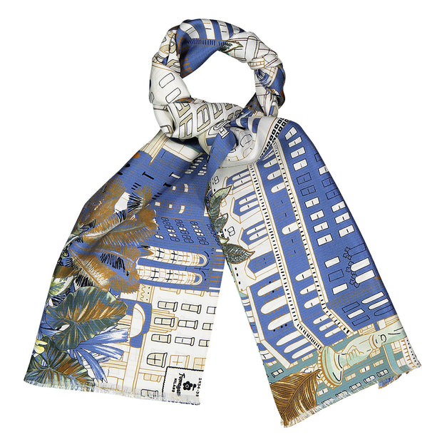New York blue and white tie scarf