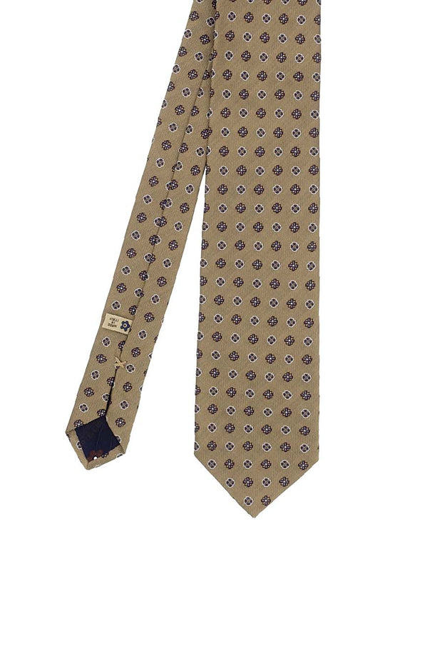Cravatta beige con piccolo motivo floreale vintage - Fumagalli 1891