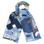 Paris blue tie scarf
