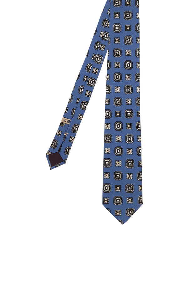 Cravatta a motivi blu di seta - Fumagalli 1891